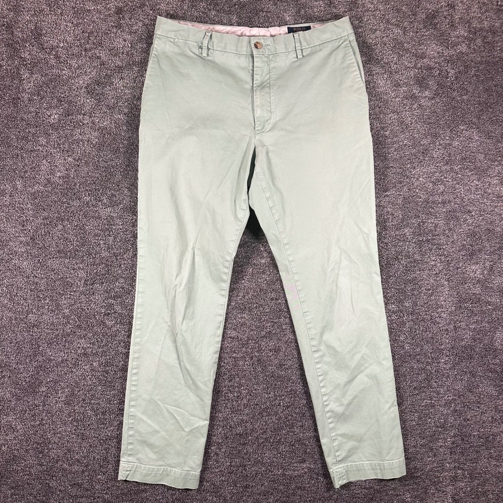 Polo Ralph Lauren Pants Mens 36/32 (33/31) Stretch Slim Fit Green Chino Trouser